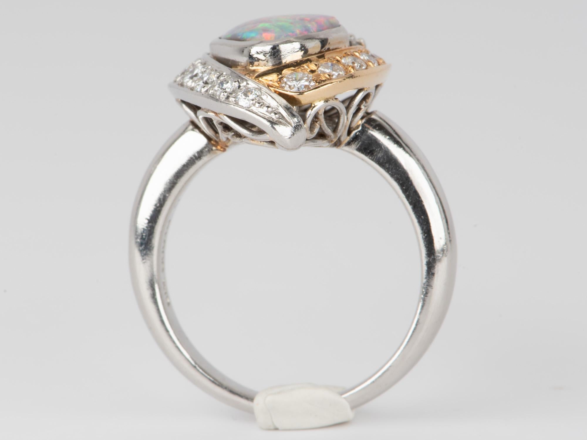 Australian Boulder Opal with Diamonds Designer Ring 18K Gold Platinum V1107 In New Condition For Sale In Osprey, FL