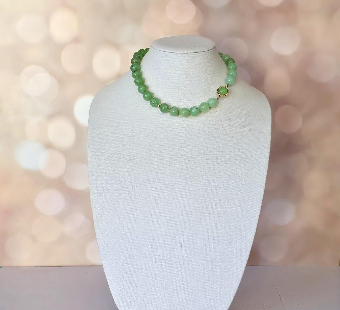 Collana di crisoprasio australiano con perline in vendita 5