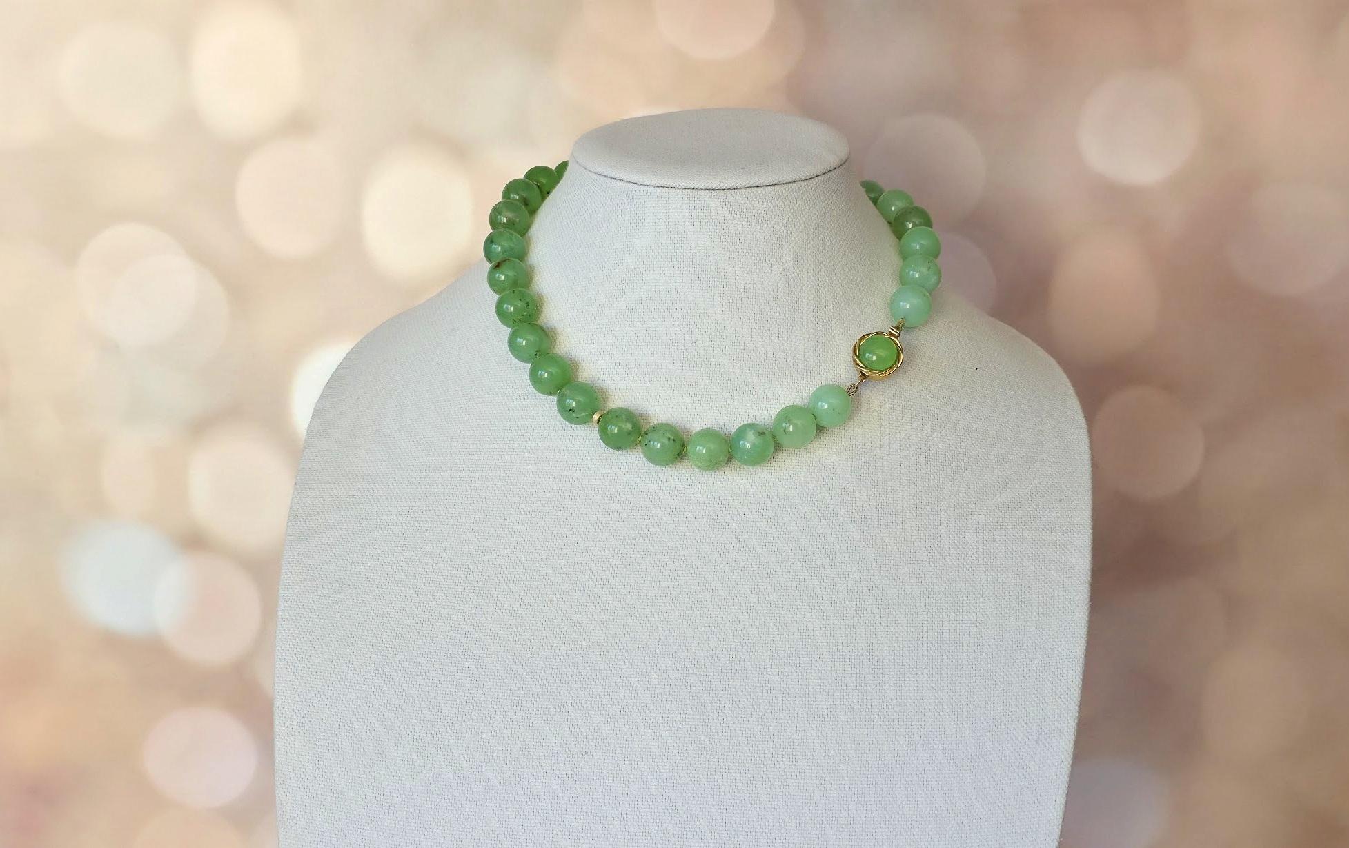Collana di crisoprasio australiano con perline in vendita 6