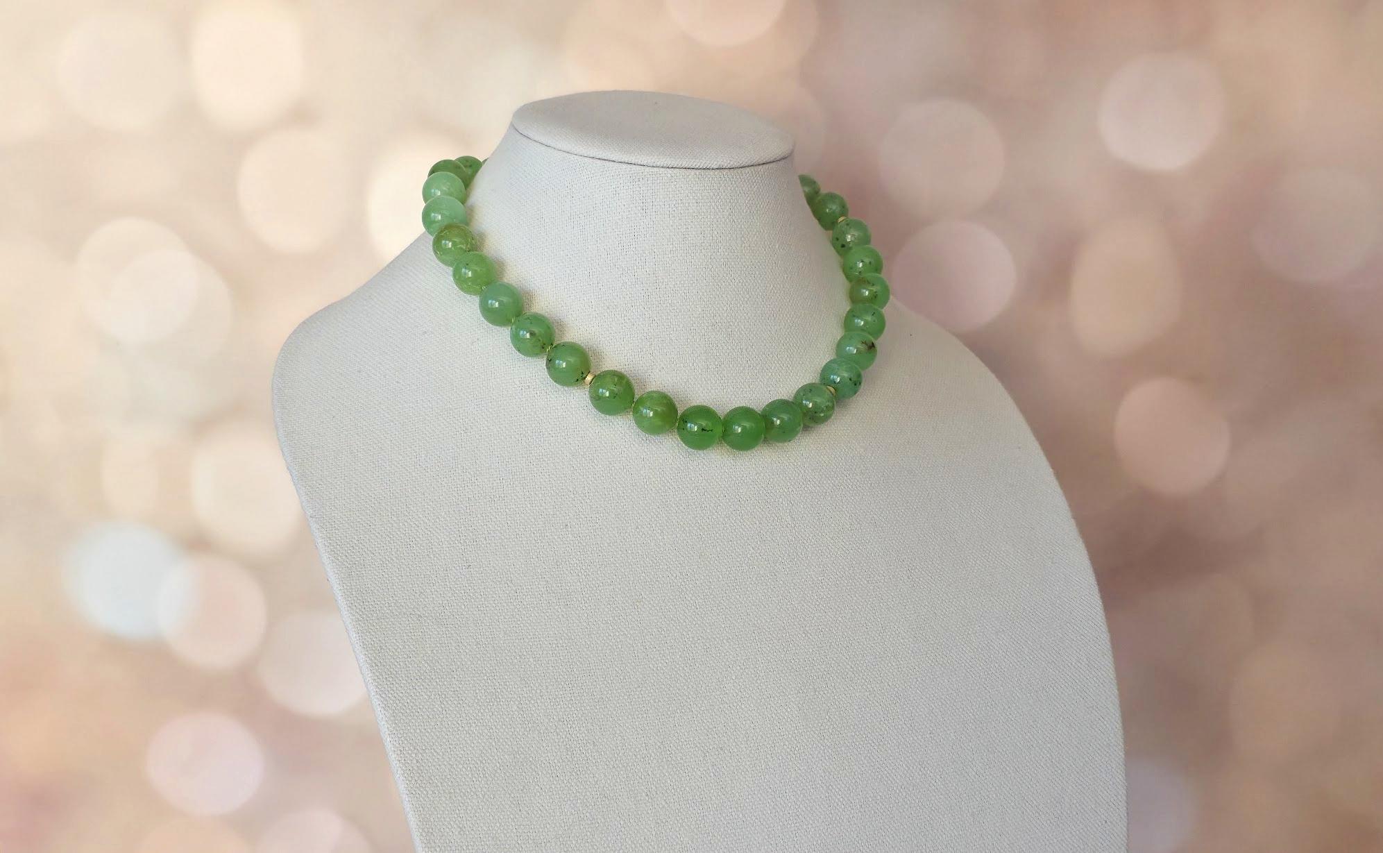 Collana di crisoprasio australiano con perline in vendita 2