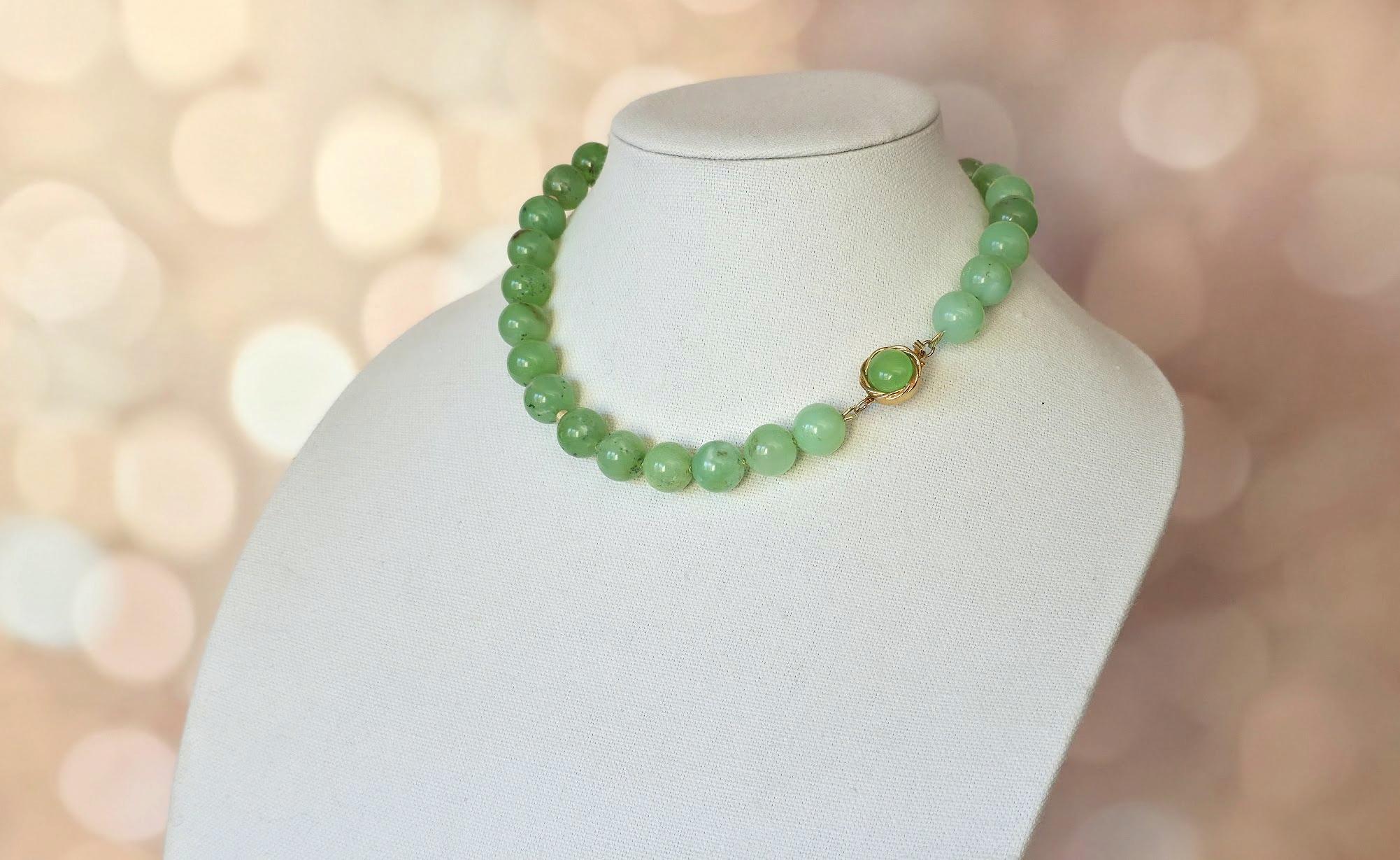 Collana di crisoprasio australiano con perline in vendita 4