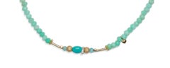 Collier en or, chrysoprase australienne et turquoise Sleeping Beauty