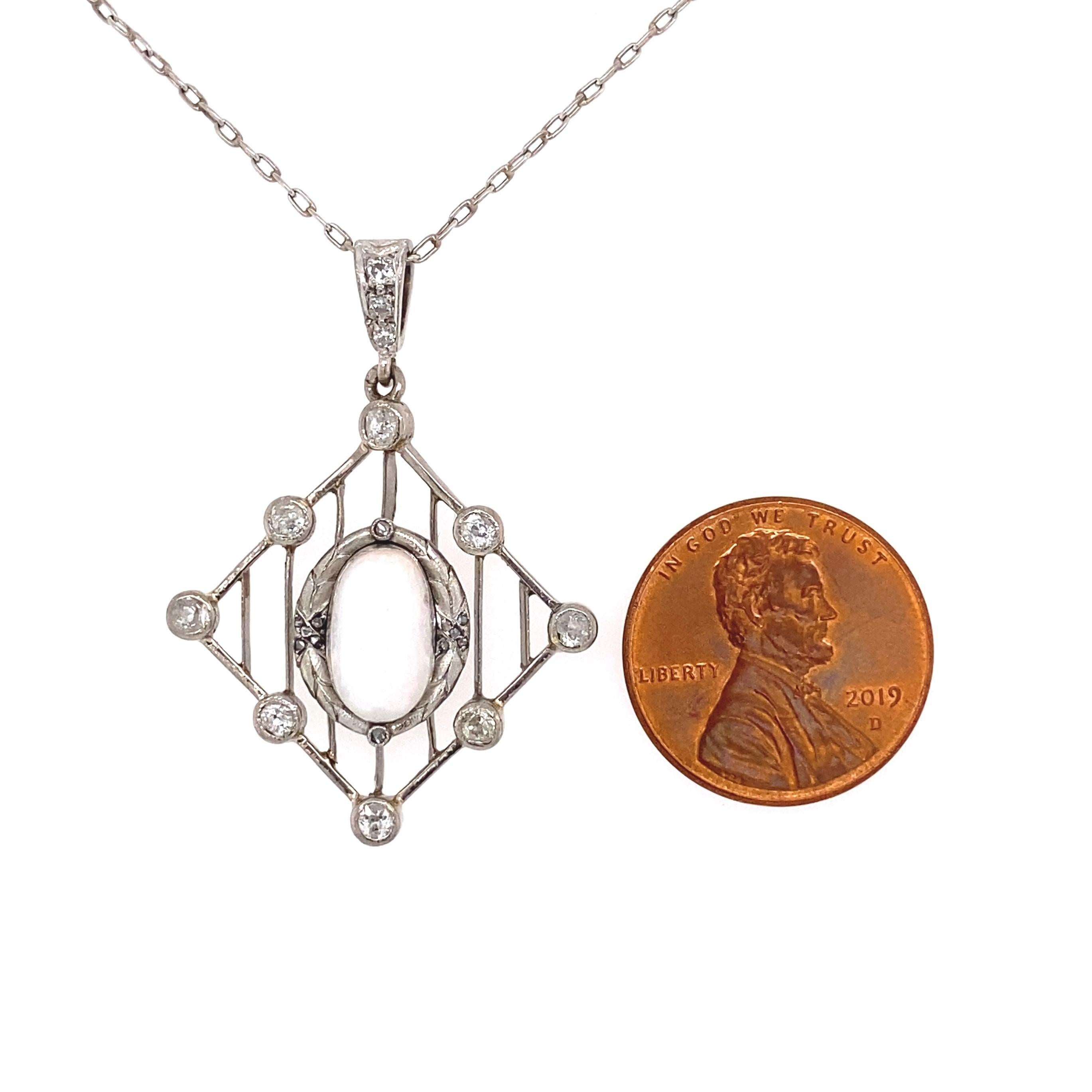 Mixed Cut Australian Crystal Opal Diamond Art Deco Platinum Necklace Estate Fine Jewelry For Sale