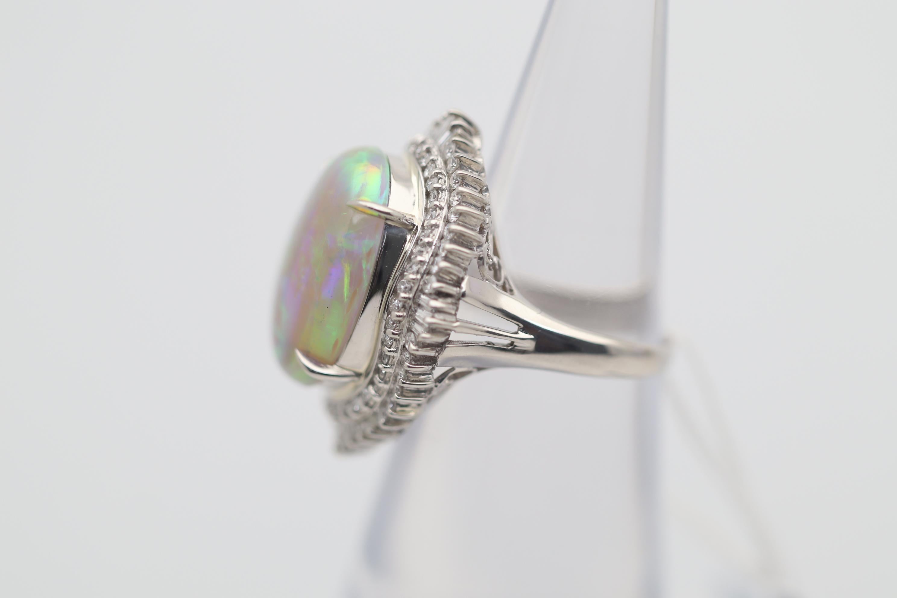 De las mujeres Anillo Cóctel Cristal Australiano Ópalo Diamante Platino en venta
