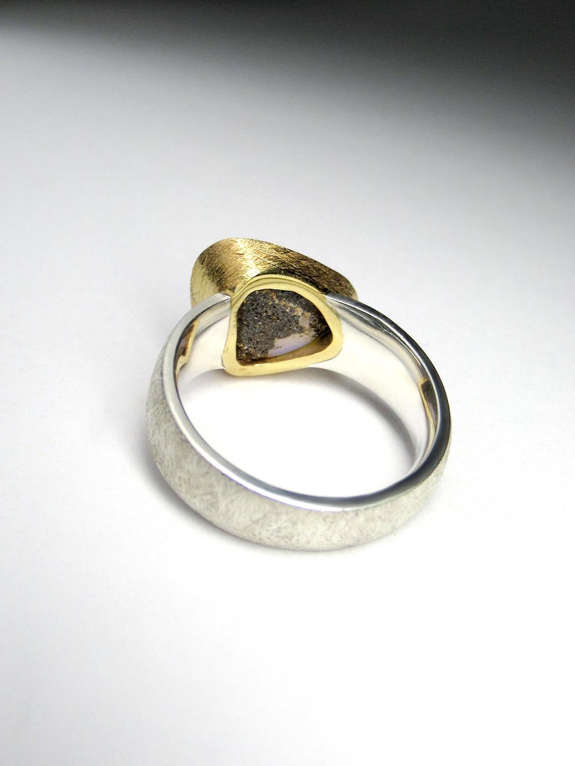 Australischer australischer Kristall-Opal-Ring Silber 18K Gold Neon Hochzeits anniversary im Angebot 5