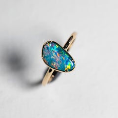 Australian Doublet Opal Engagement Ring 14K Yellow Gold