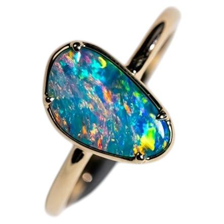 Australian Doublet Opal Engagement Ring 14K Yellow Gold