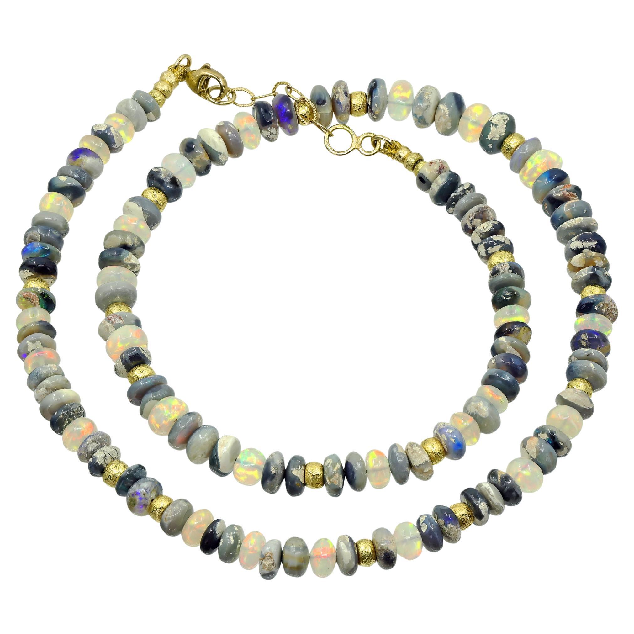 Australischer + äthiopischer Opal Gelbgoldkette, Barbara Heinrich 2025 im Angebot