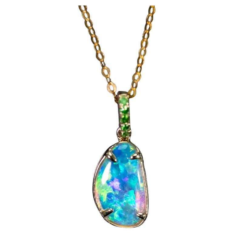 Collana in cristallo australiano Opale di fuoco in oro giallo 14K