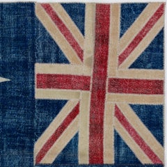 Australian Flag Patchwork Rug, Handmade from Vintage Turkish Wool Carpets