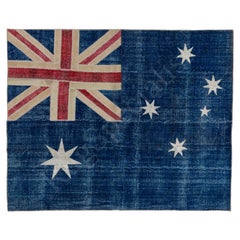 Australian Flag Patchwork Rug, Handmade from Vintage Turkish Wool Carpets