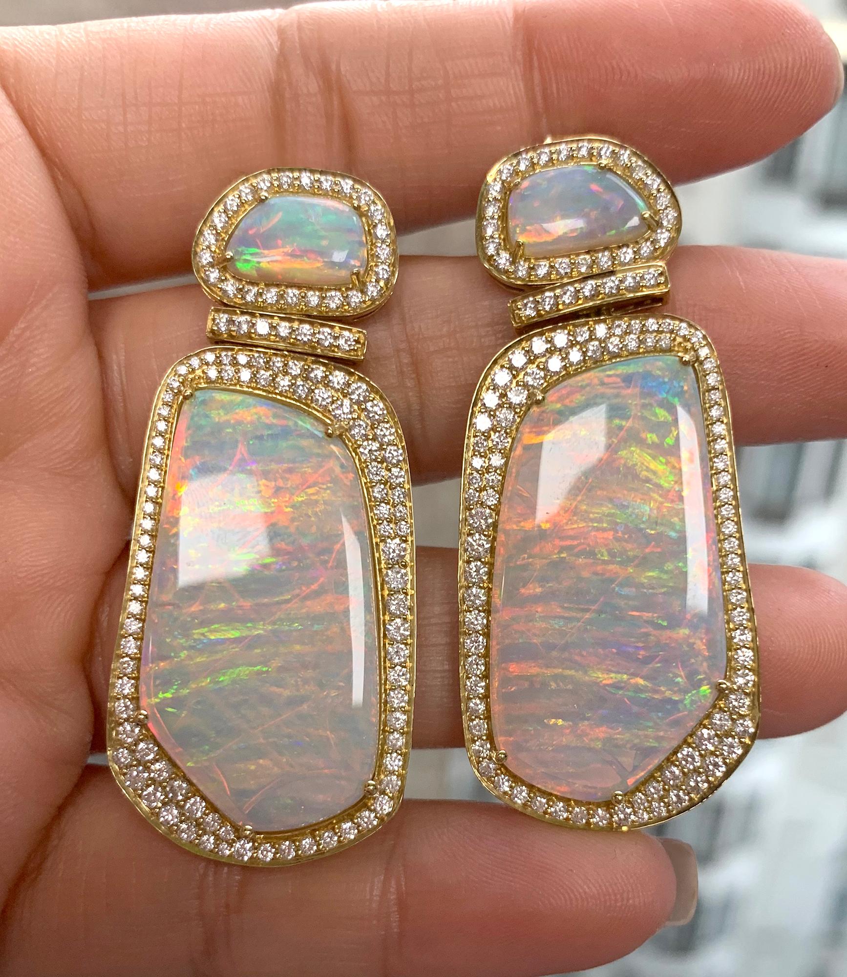 Contemporary Australian Freeform Opal Earrings