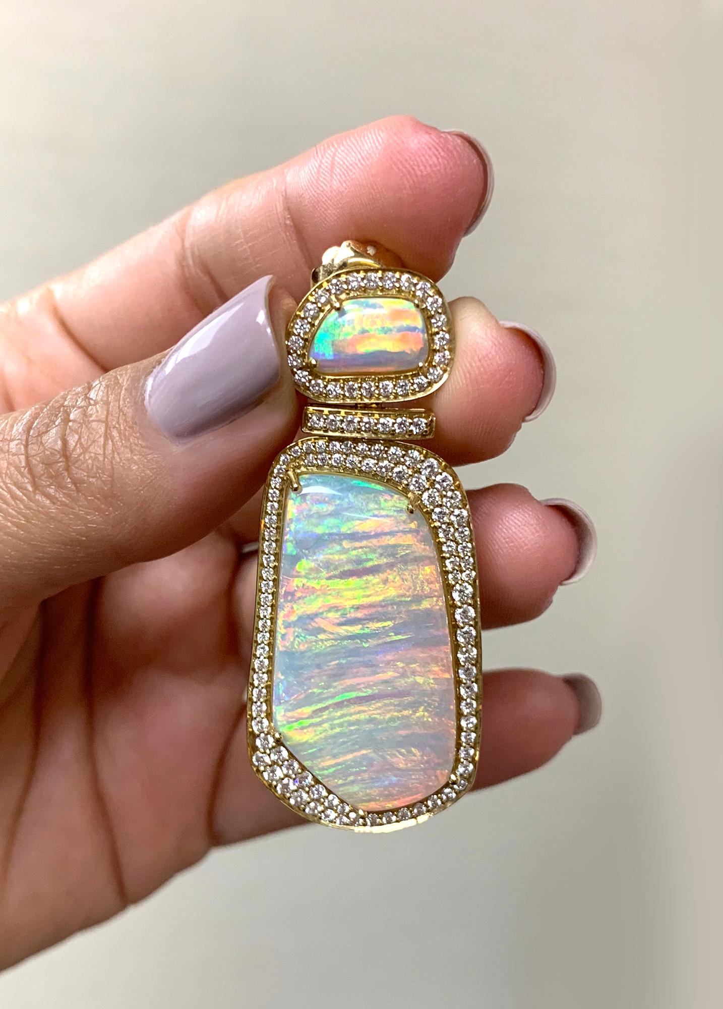 Australian Freeform Opal Earrings In New Condition In New York, NY