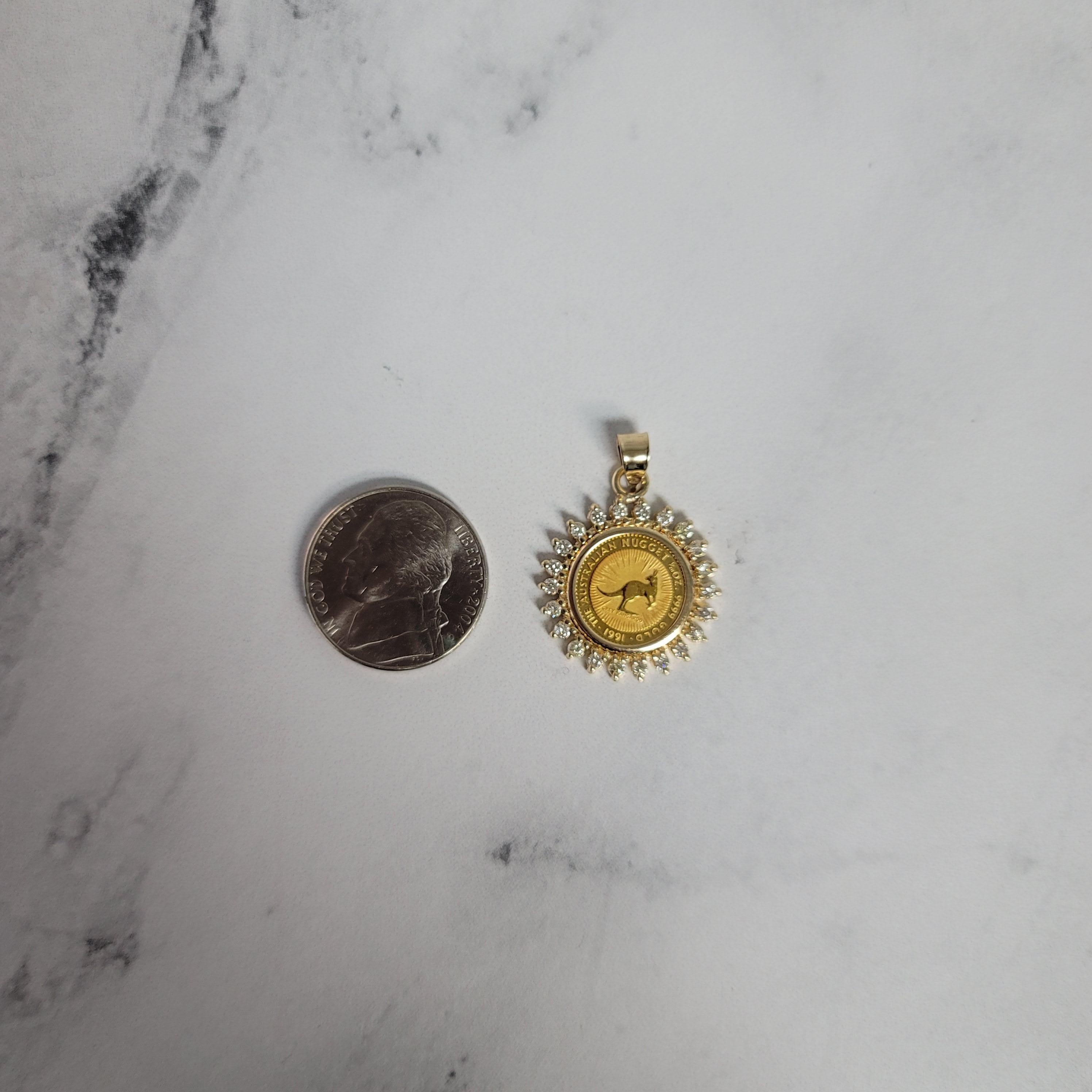 Collana aureola in oro australiano con canguro e diamante In condizioni Nuovo in vendita a Sugar Land, TX