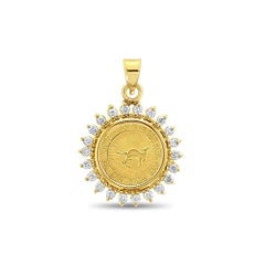 Australian Gold Nugget Kangaroo Diamond Halo Necklace