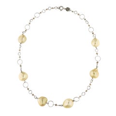 Australian Gold Pearls Brown Diamonds White Gold Necklace Handcrafted in Italy