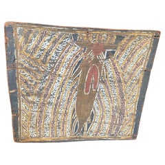 Art aborigène australien Peinture d
écorce rêveuse avec serpent arc-en-ciel