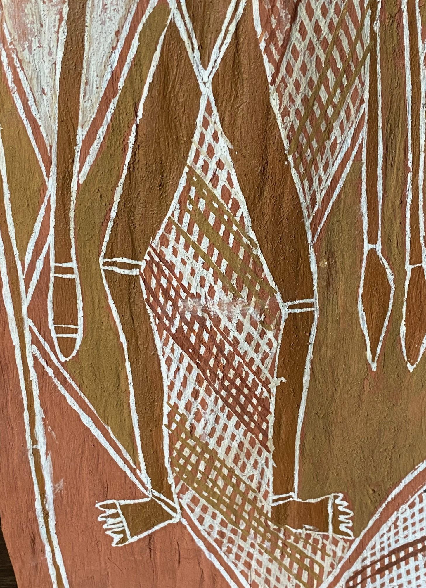 Australische indigene Aborigine Kunst Mimi Geist Figur Original Rinde Malerei im Angebot 3