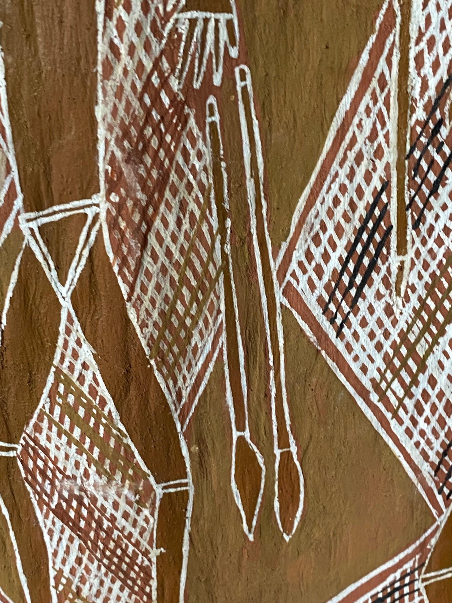 Australische indigene Aborigine Kunst Mimi Geist Figur Original Rinde Malerei im Angebot 7