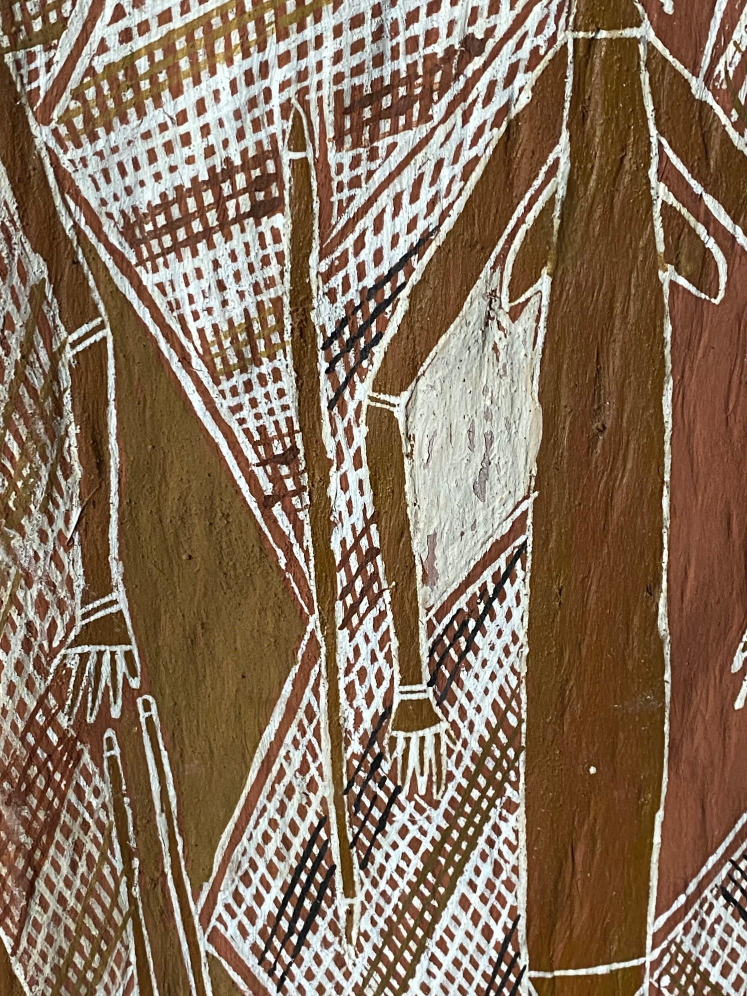 Australische indigene Aborigine Kunst Mimi Geist Figur Original Rinde Malerei im Angebot 8