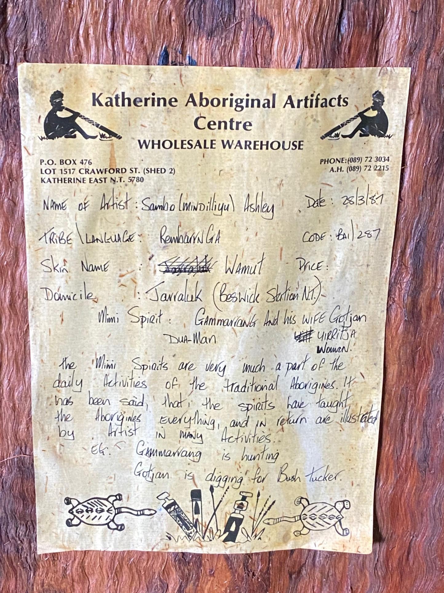 Australische indigene Aborigine Kunst Mimi Geist Figur Original Rinde Malerei im Angebot 10