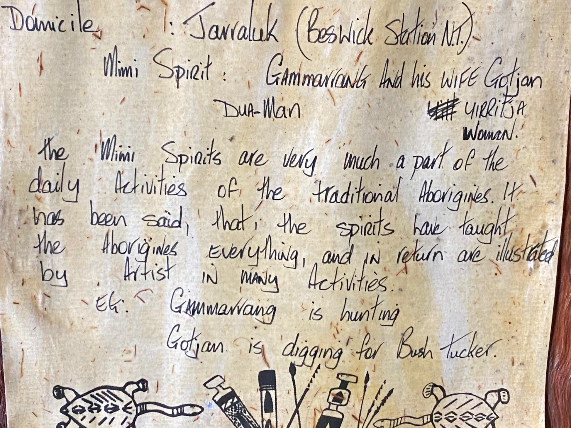 Australische indigene Aborigine Kunst Mimi Geist Figur Original Rinde Malerei im Angebot 12