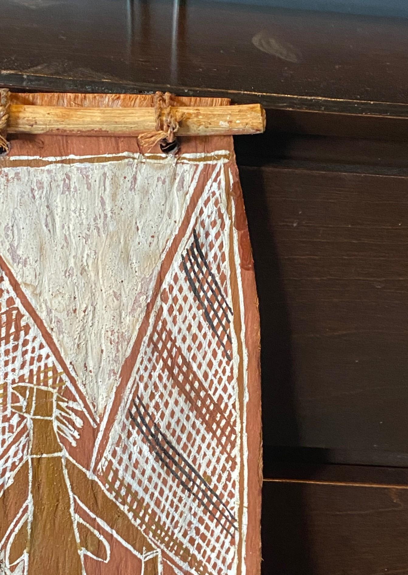 Australische indigene Aborigine Kunst Mimi Geist Figur Original Rinde Malerei (Handgefertigt) im Angebot