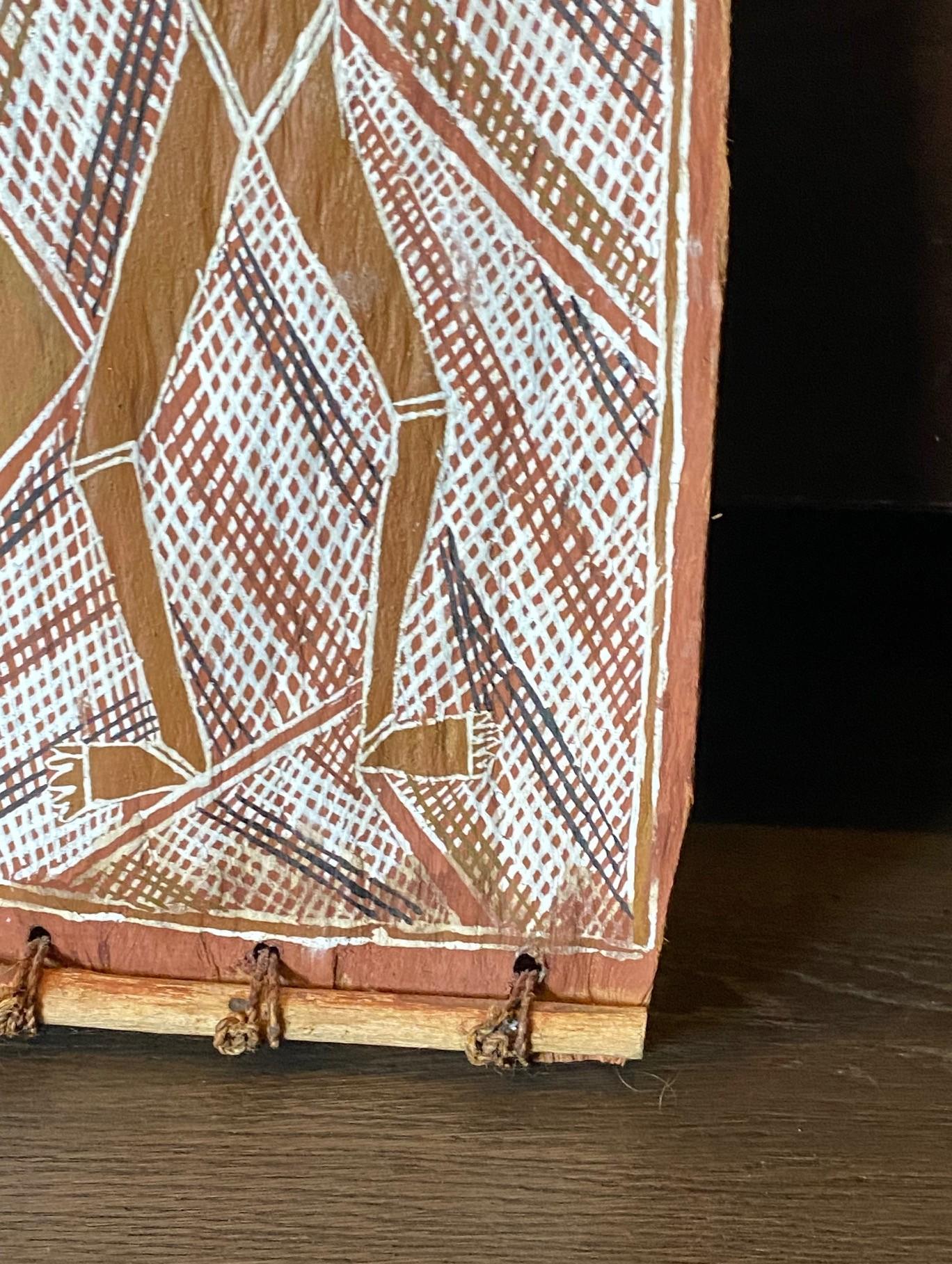 Australische indigene Aborigine Kunst Mimi Geist Figur Original Rinde Malerei im Zustand „Gut“ im Angebot in Studio City, CA