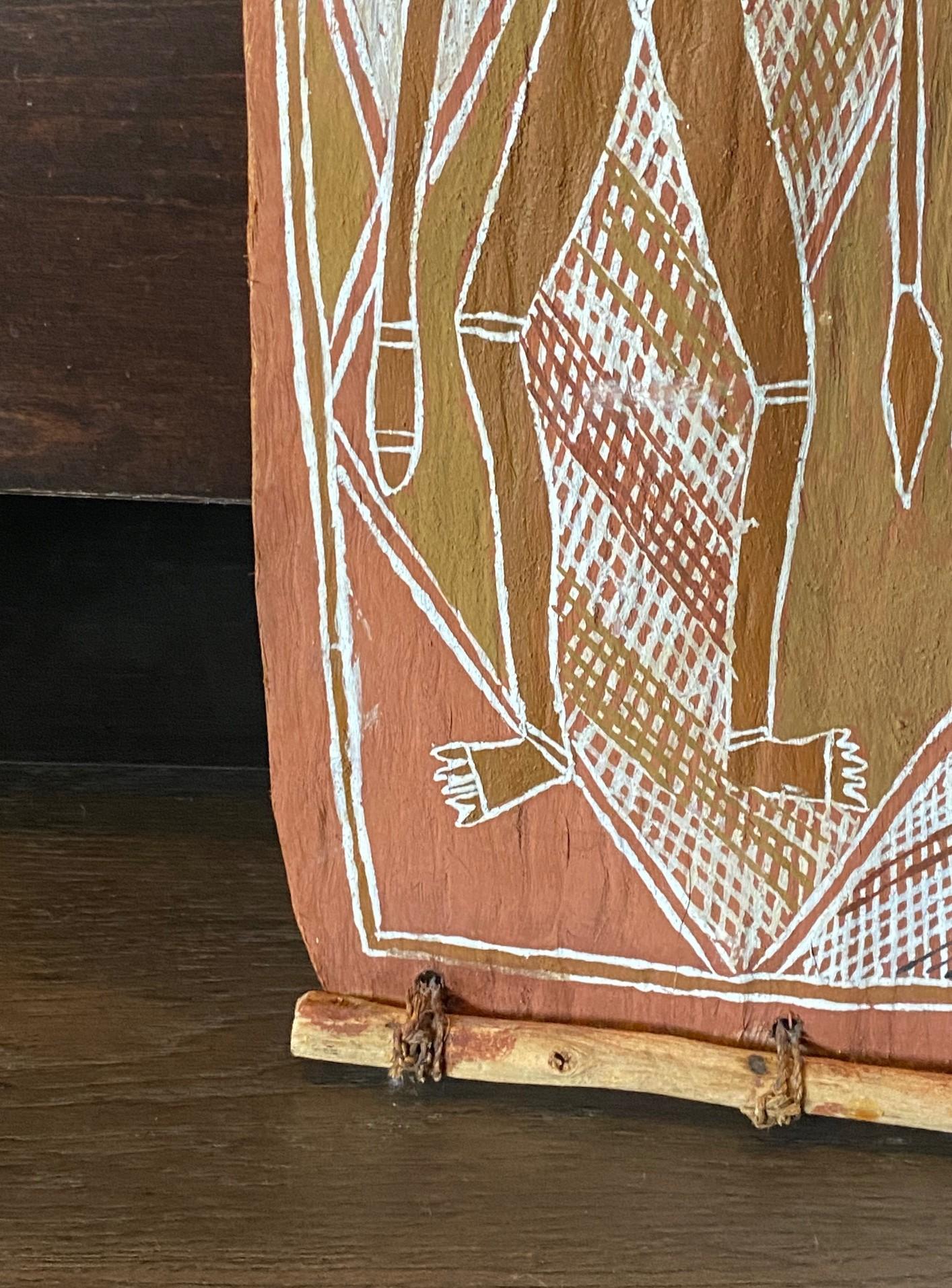 Australische indigene Aborigine Kunst Mimi Geist Figur Original Rinde Malerei (Ende des 20. Jahrhunderts) im Angebot