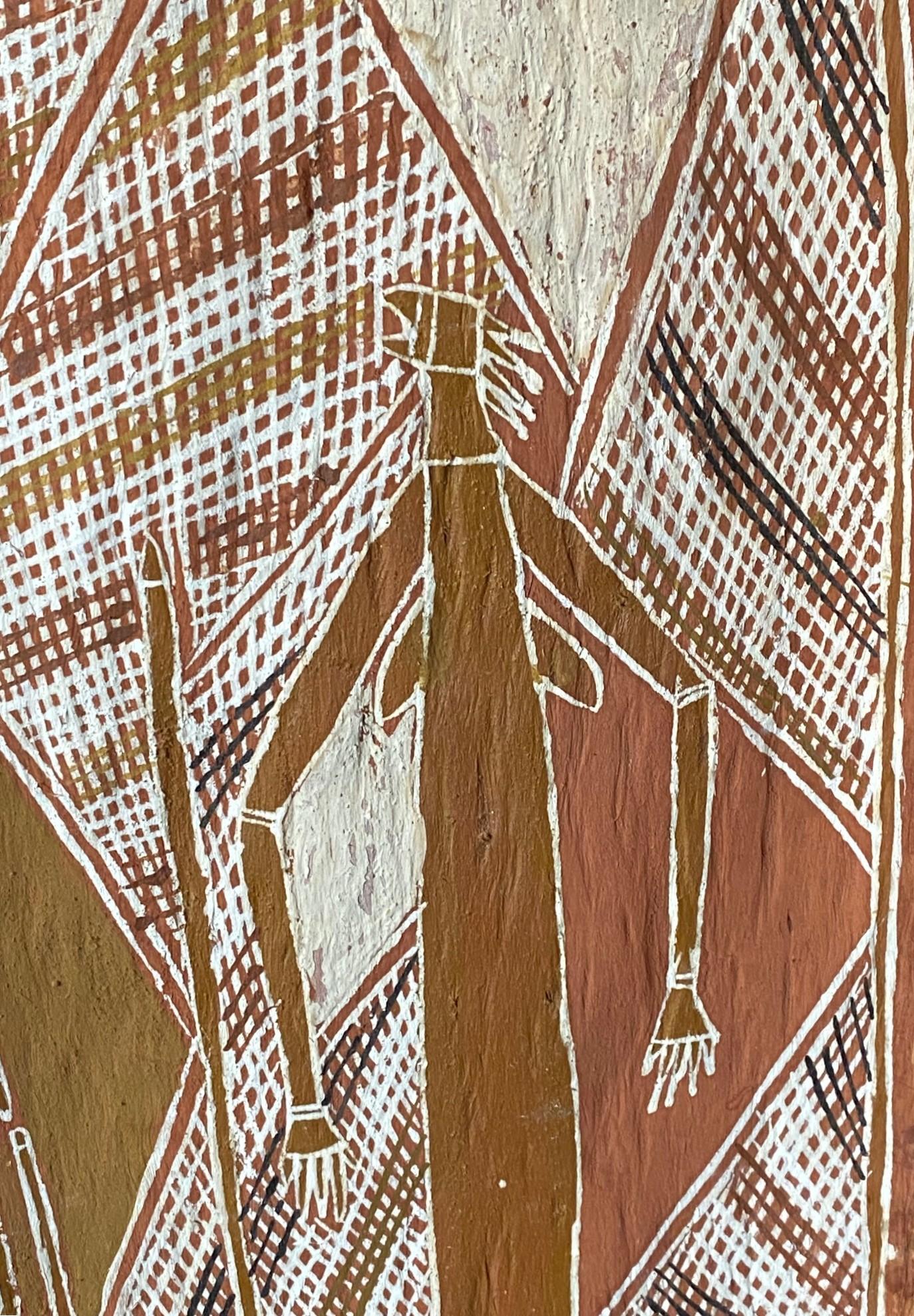 Australische indigene Aborigine Kunst Mimi Geist Figur Original Rinde Malerei im Angebot 1