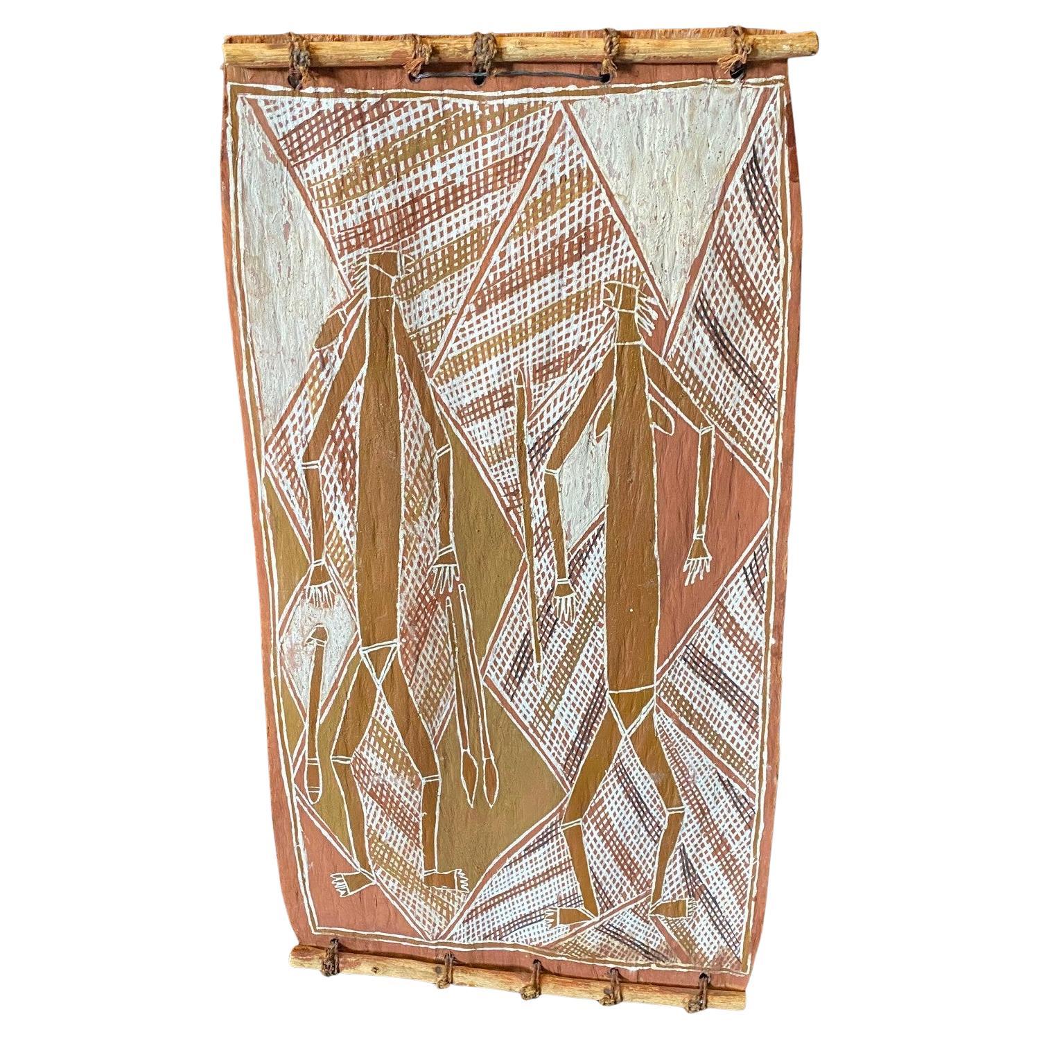 Australian Indigenous Aboriginal Art Mimi Spirit Figure Original Bark Painting