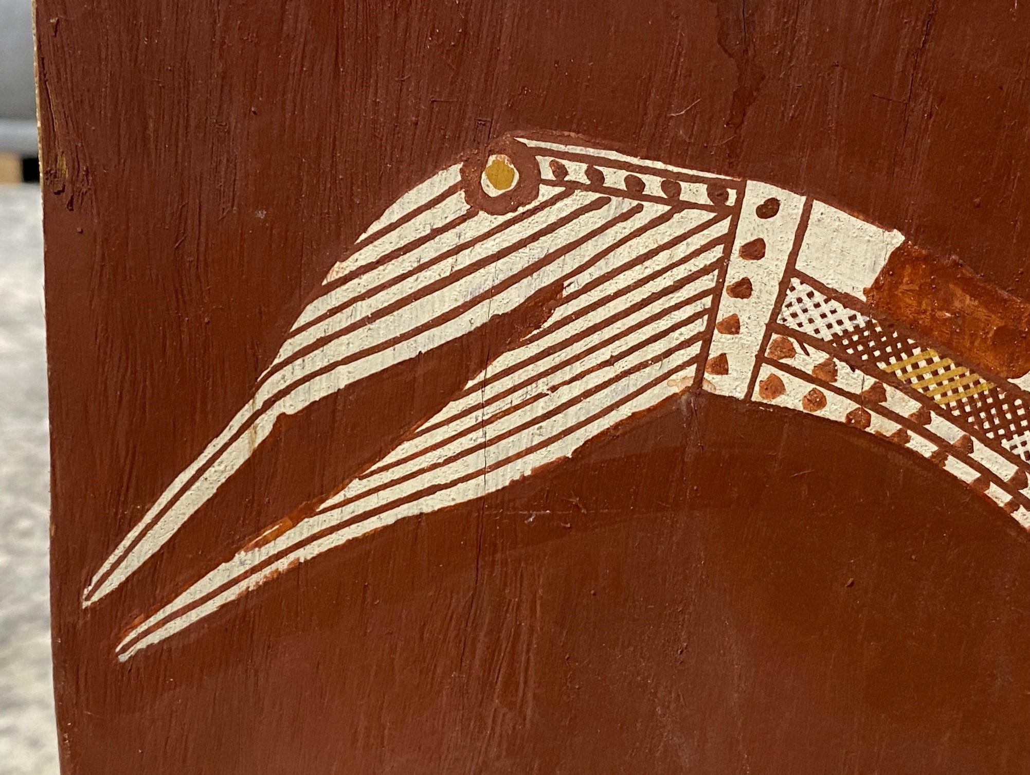 Australian Indigenous Aboriginal Art Thompson Yulidjirri Emu Bird Bark Painting  For Sale 1