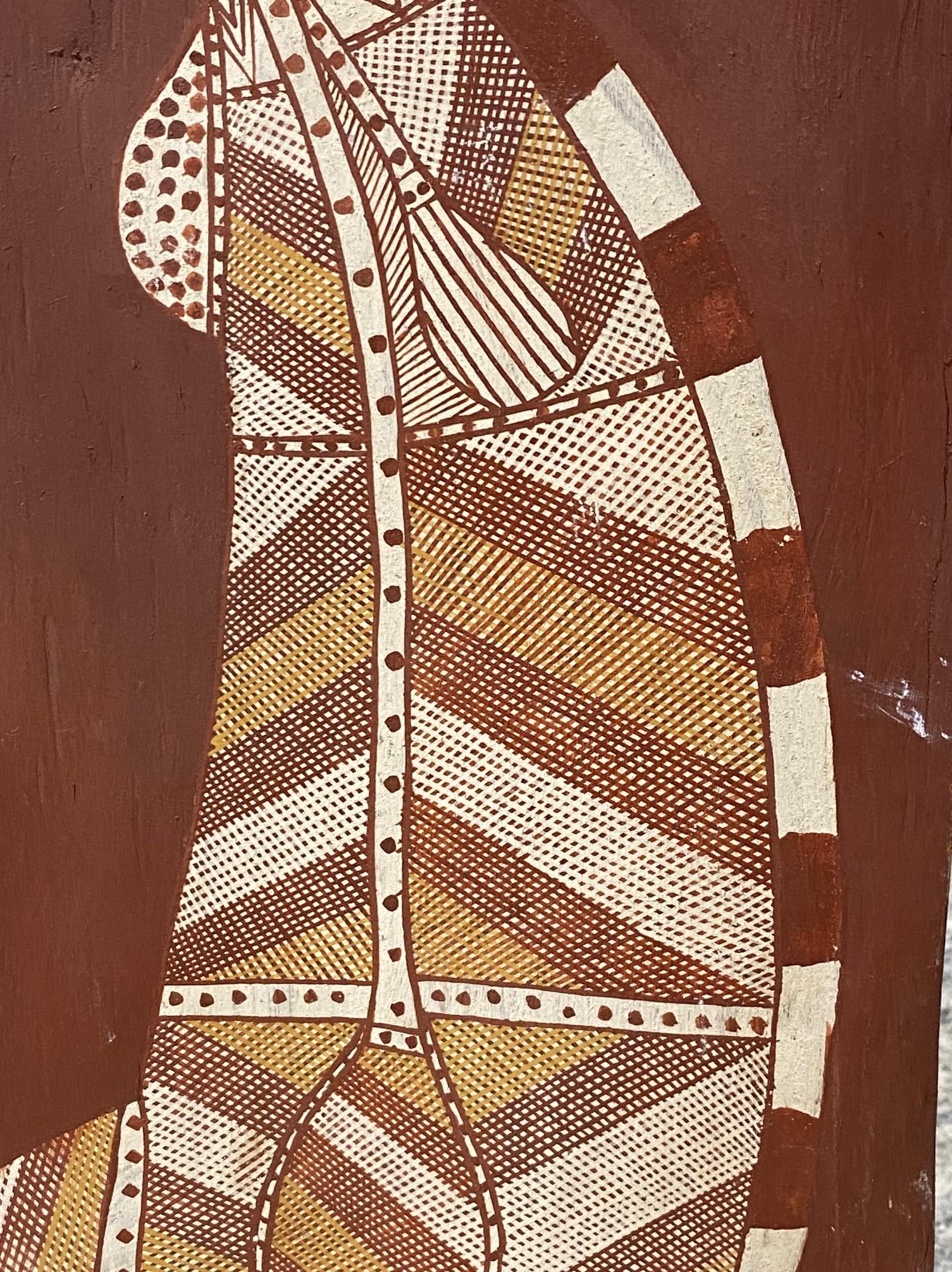 Australian Indigenous Aboriginal Art Thompson Yulidjirri Emu Bird Bark Painting  For Sale 3