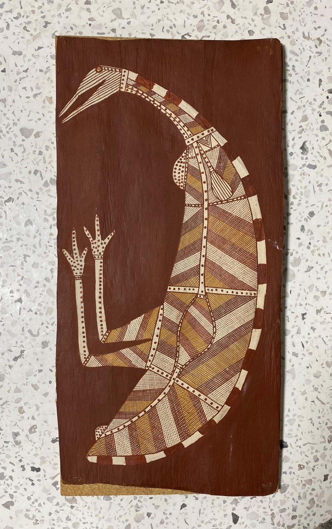 Australian Indigenous Aboriginal Art Thompson Yulidjirri Emu Bird Bark Painting  For Sale 5