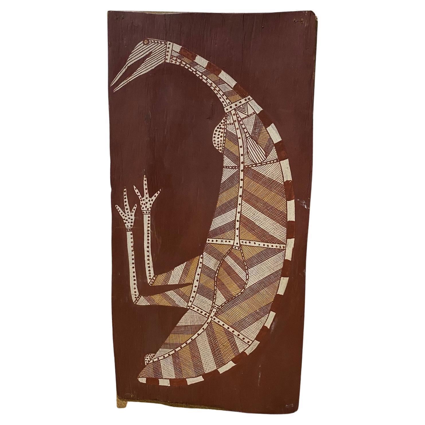 Australian Indigenous Aboriginal Art Thompson Yulidjirri Emu Bird Bark Painting  For Sale