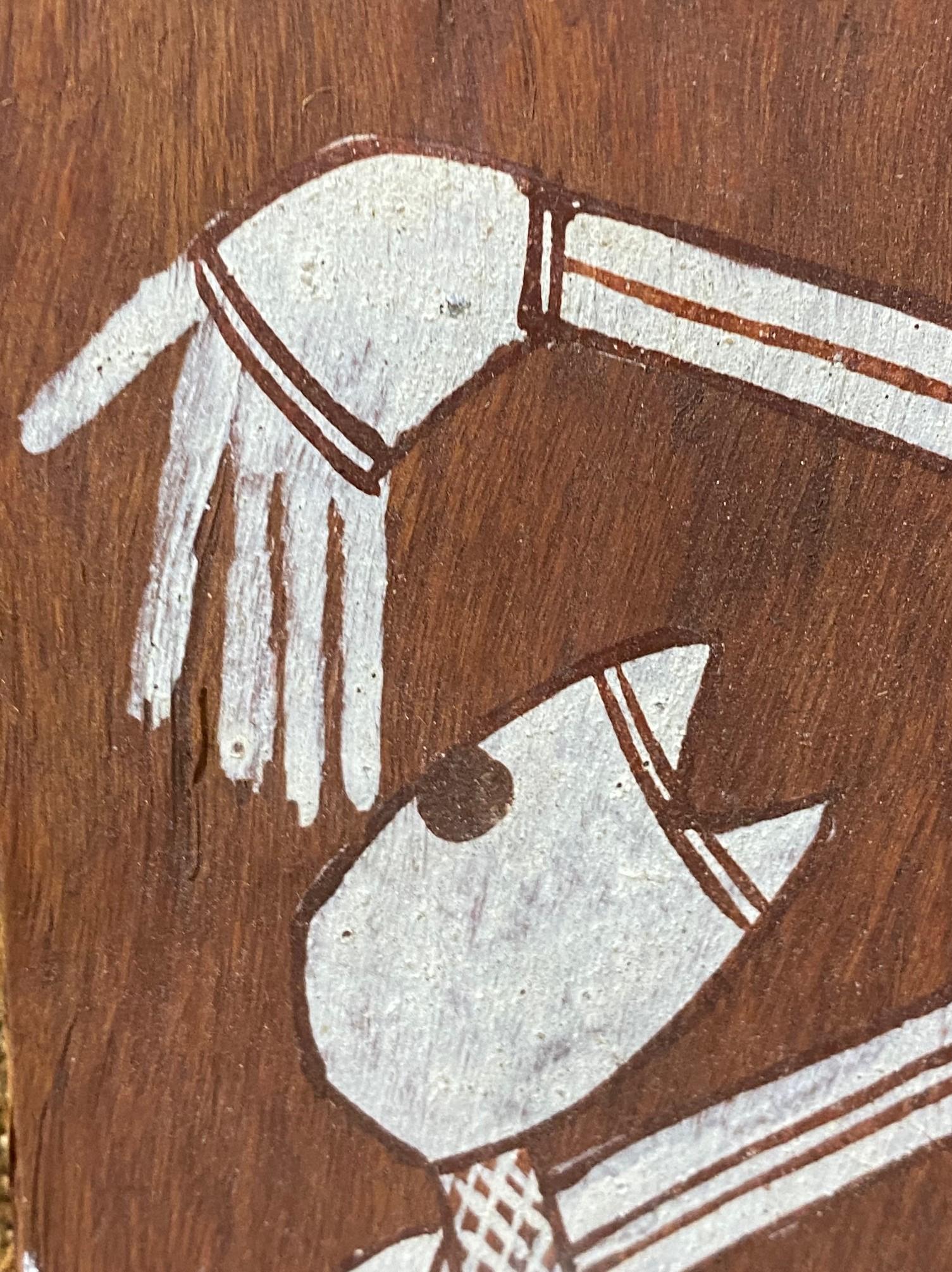 Australian Indigenous Aboriginal Art Thompson Yulidjirri Figural Bark Painting  For Sale 5