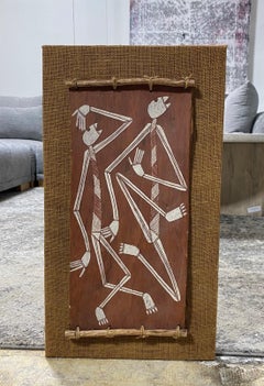 Australian Indigenous Aboriginal Art Thompson Yulidjirri Figural Bark Painting