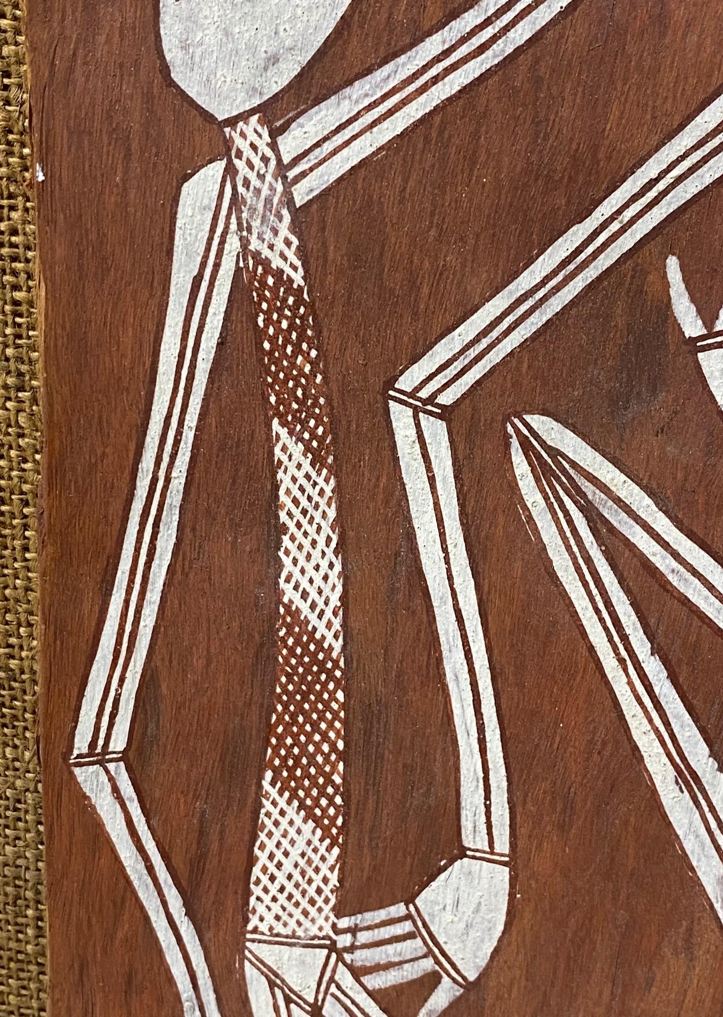 Australian Indigenous Aboriginal Art Thompson Yulidjirri Figural Bark Painting  For Sale 2