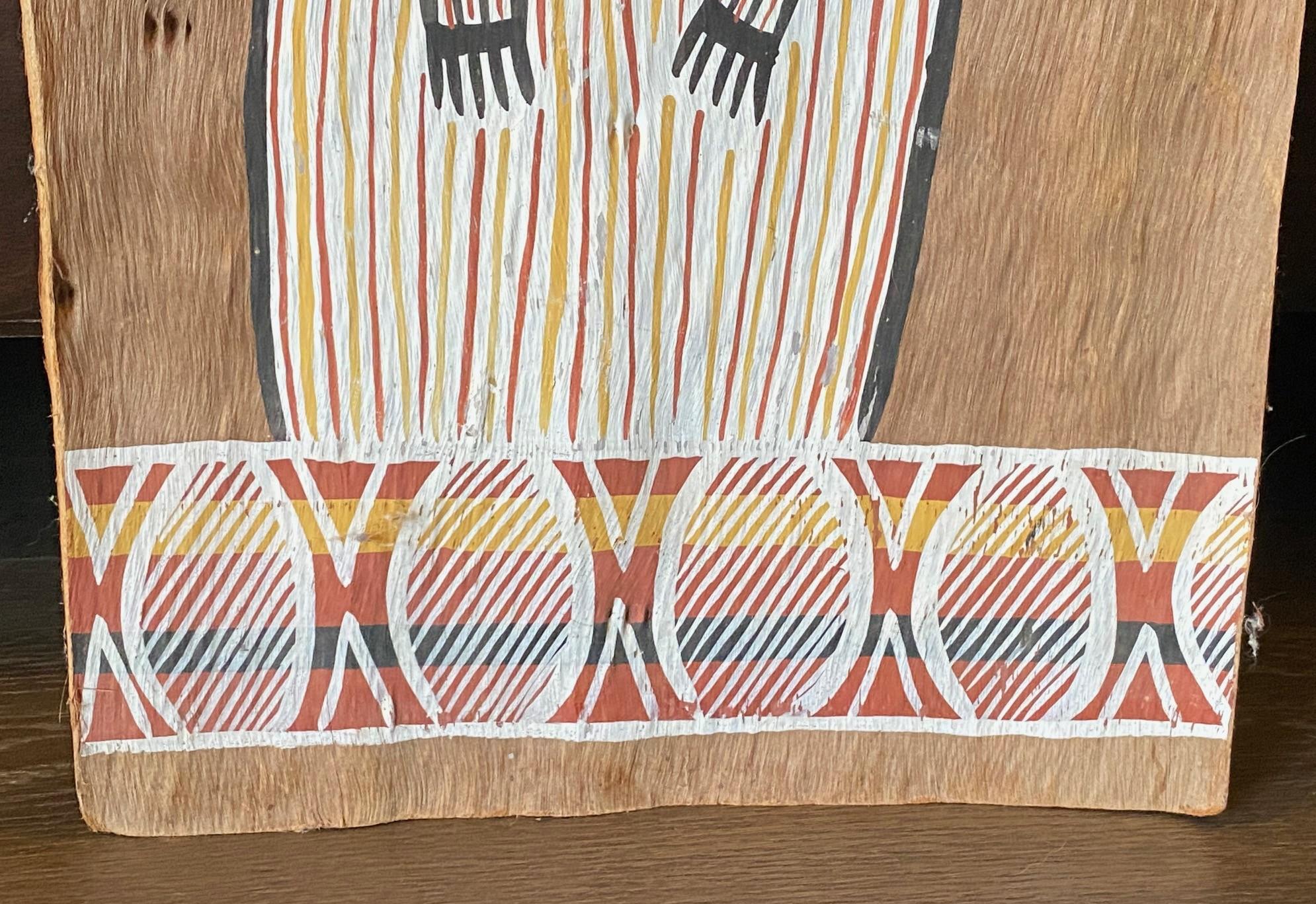 Australian Indigenous Aboriginal Art Wandjina Spirit Figure Bark Painting For Sale 4