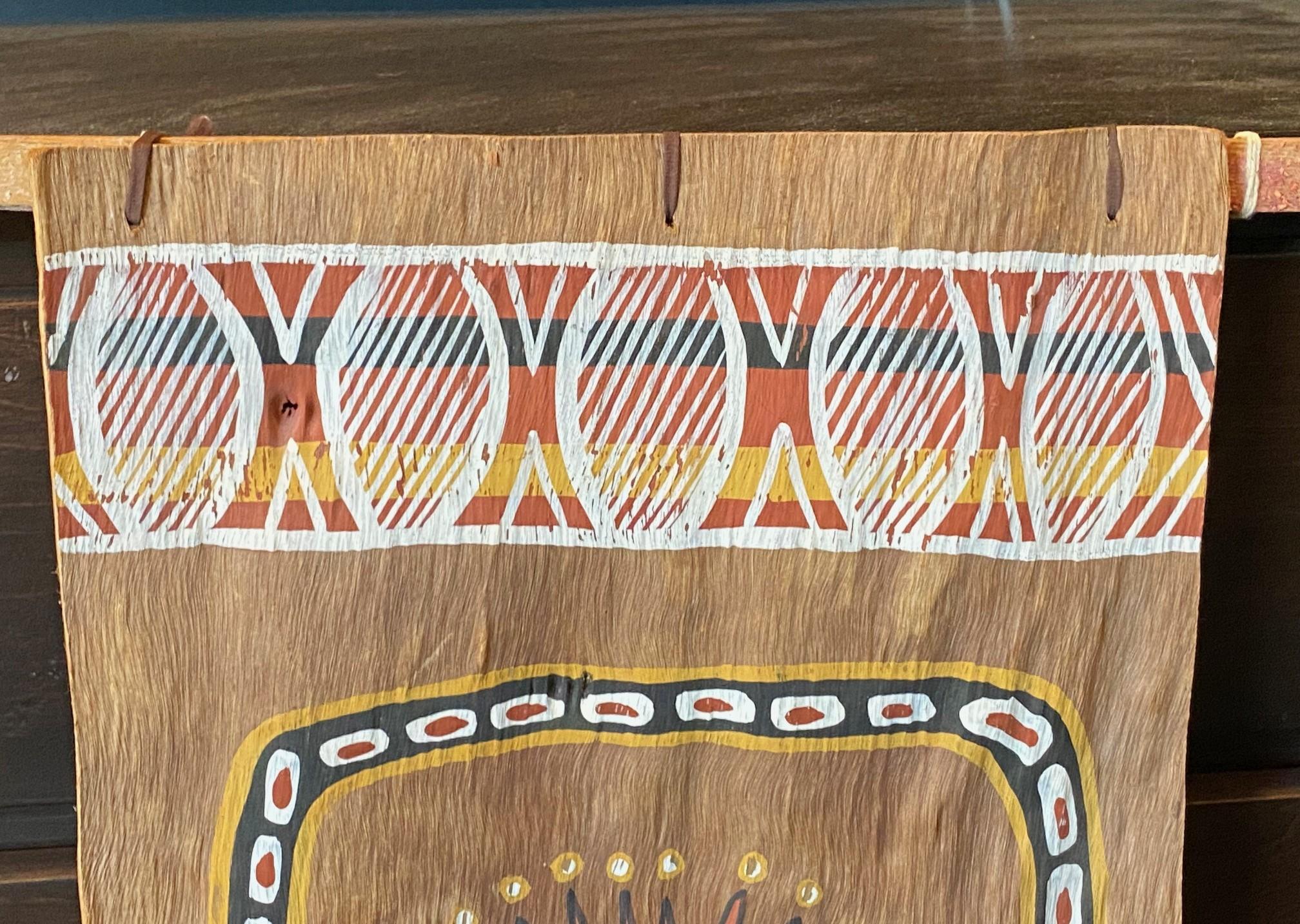 Australian Indigenous Aboriginal Art Wandjina Spirit Figure Bark Painting For Sale 5
