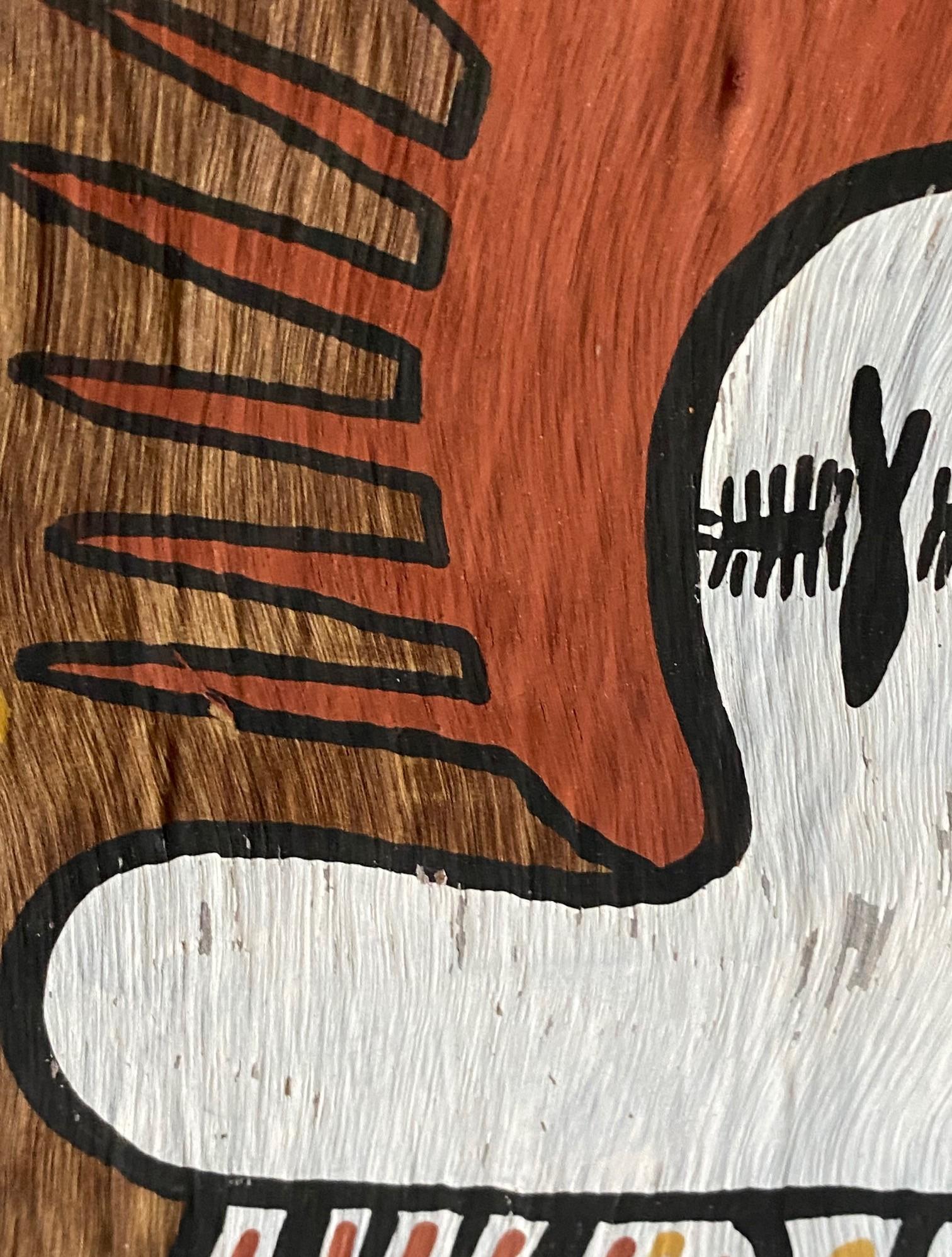 Australian Indigenous Aboriginal Art Wandjina Spirit Figure Bark Painting For Sale 6