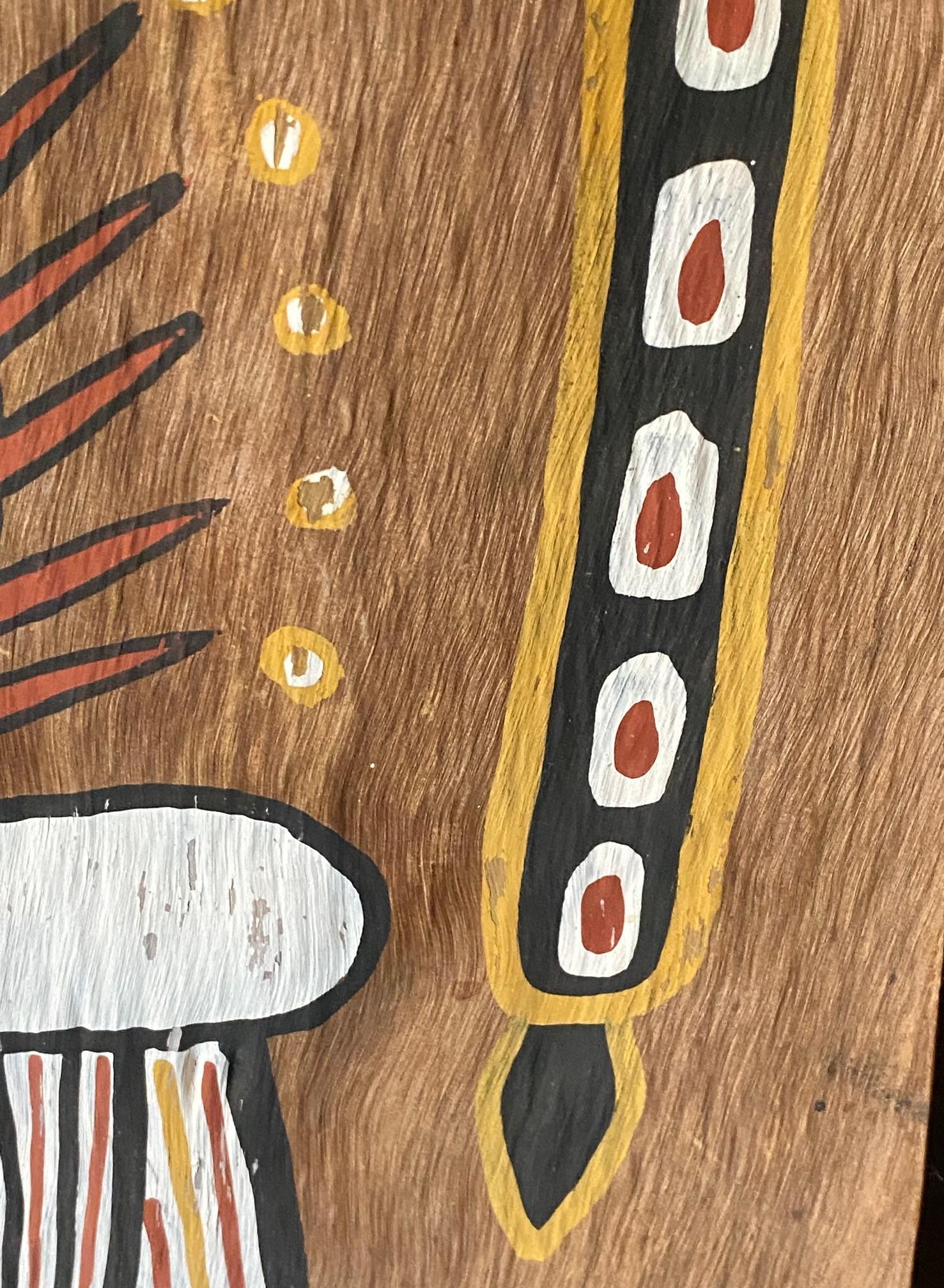 Australian Indigenous Aboriginal Art Wandjina Spirit Figure Bark Painting For Sale 9
