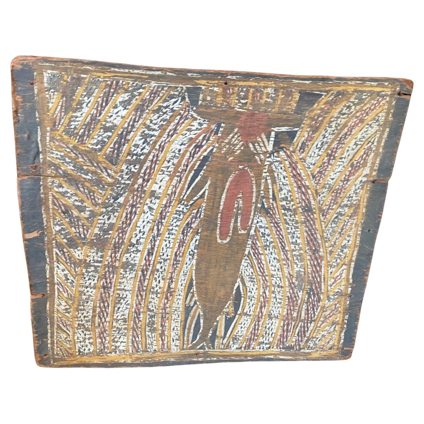 Australian Indigenous Aboriginal Art Dreaming Bark Painting with Rainbow Serpent