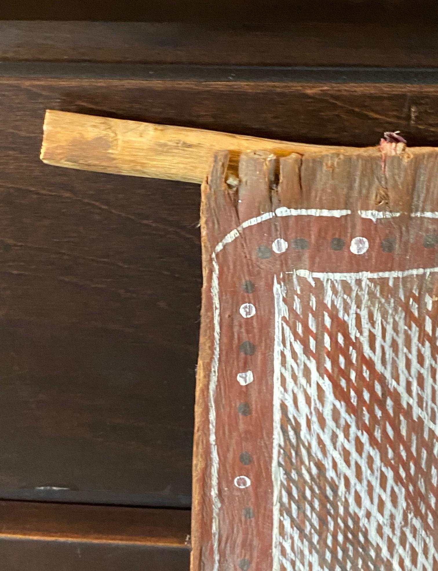 Art aborigène australien signé Fleur d'arbre Paysage Peinture d'écorce en vente 6
