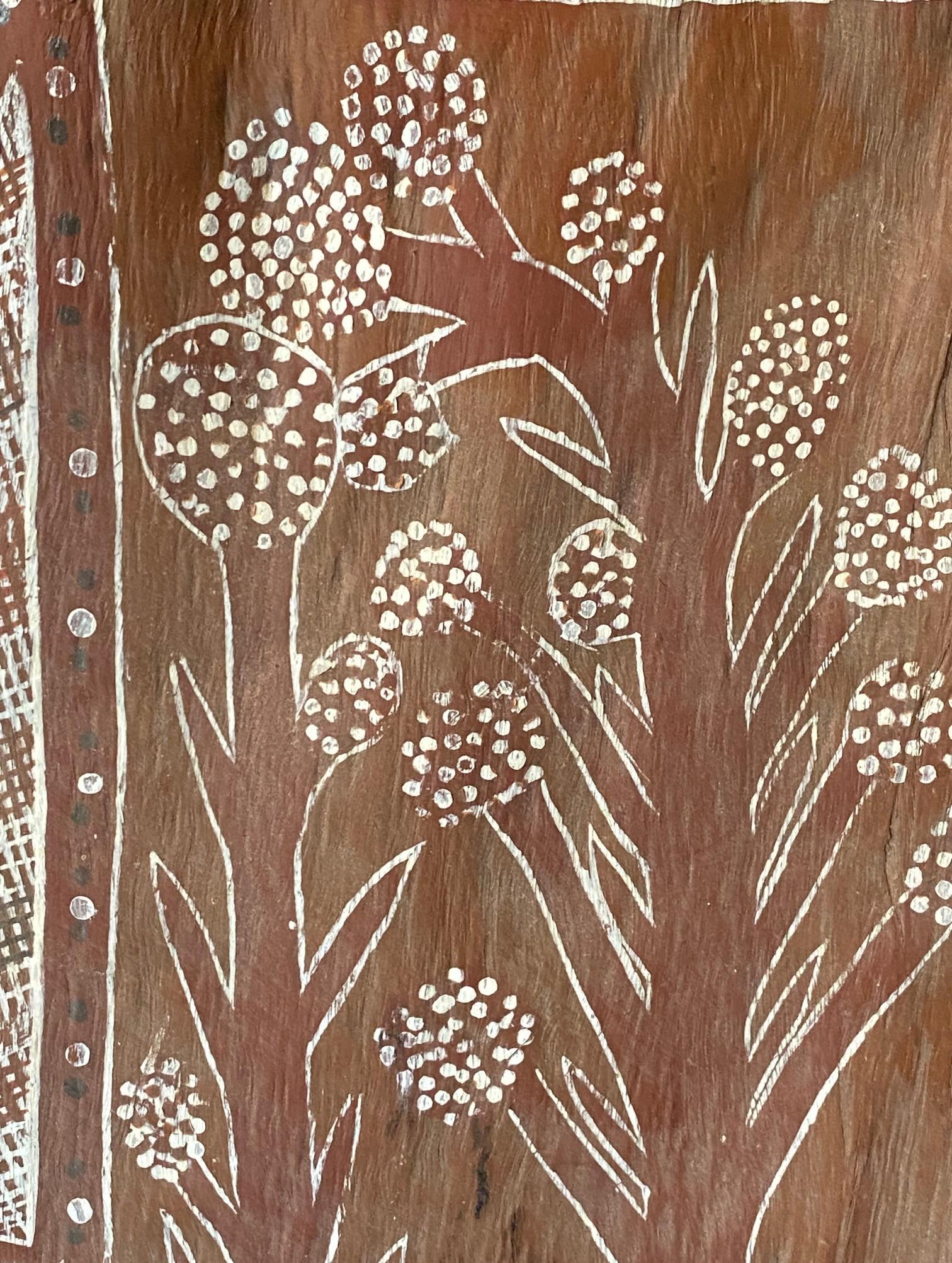 Art aborigène australien signé Fleur d'arbre Paysage Peinture d'écorce en vente 7