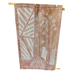 Australian Indigenous Signed Aboriginal Art Flower Tree Landscape Bark Painting