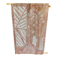 Australian Indigenous Signed Aboriginal Art Flower Tree Landscape Bark Painting