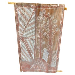 Australian Indigenous Signed Aboriginal Art Flower Tree Landscape Bark Painting