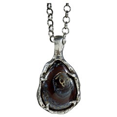Australian Koroit Black Boulder Opal Sterling Silver Pendant by Ken Fury