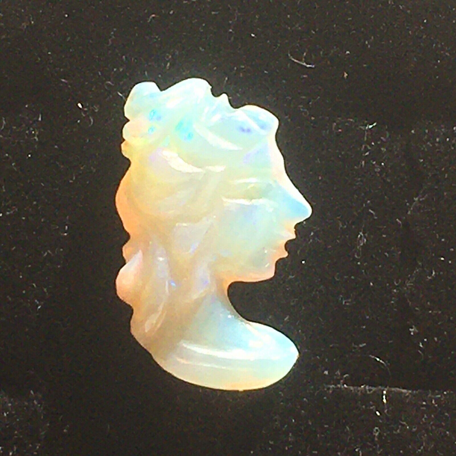 Australian Lightning Ridge Opal Detailed Carving of Lady's Bust
Length: 20mm
Thickness: 5mm
Weight: 1.3 gram
Condition: Australian Opal, possibly Lightning Ridge, carving of a Lady's bust in excellent condition, no damage, no abrasion